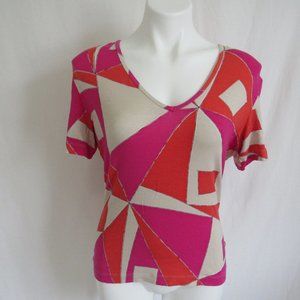 St. John Pink Geometric Tee Women's M